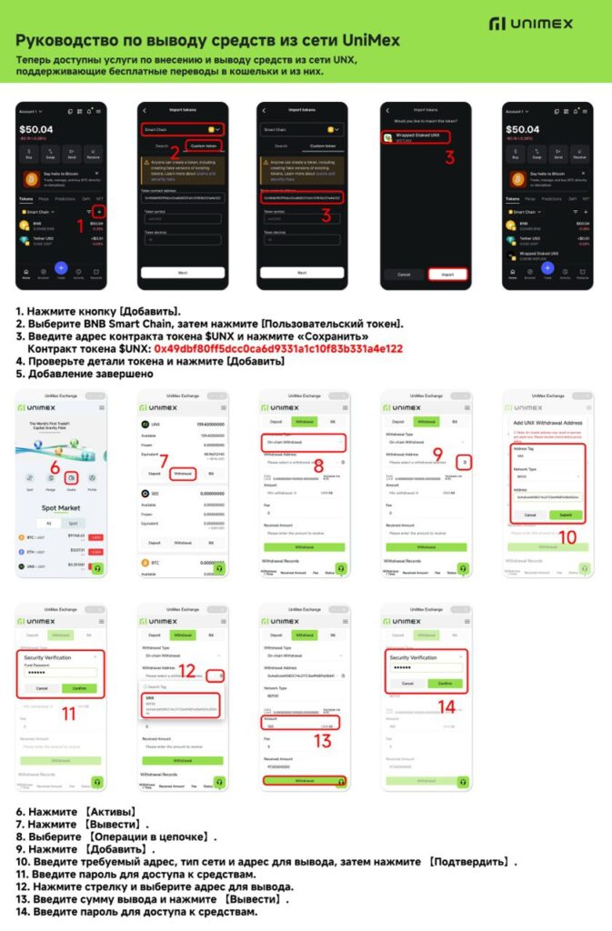 Пошаговая инструкция по выводу UNX из UniMex