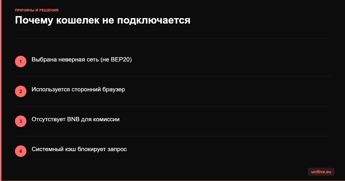 Почему кошелек не подключается