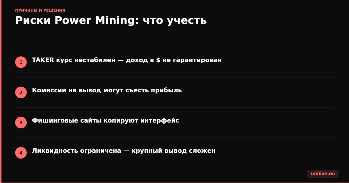 Planet Titan Power Mining - основные риски