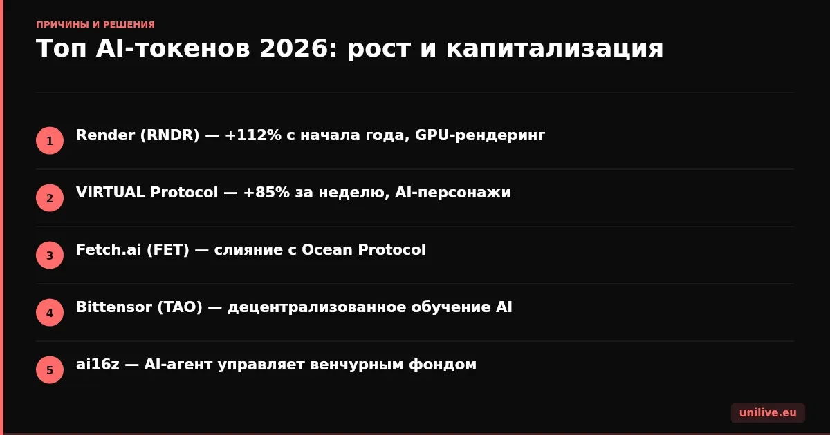 Топ AI-токенов 2026: рост и капитализация