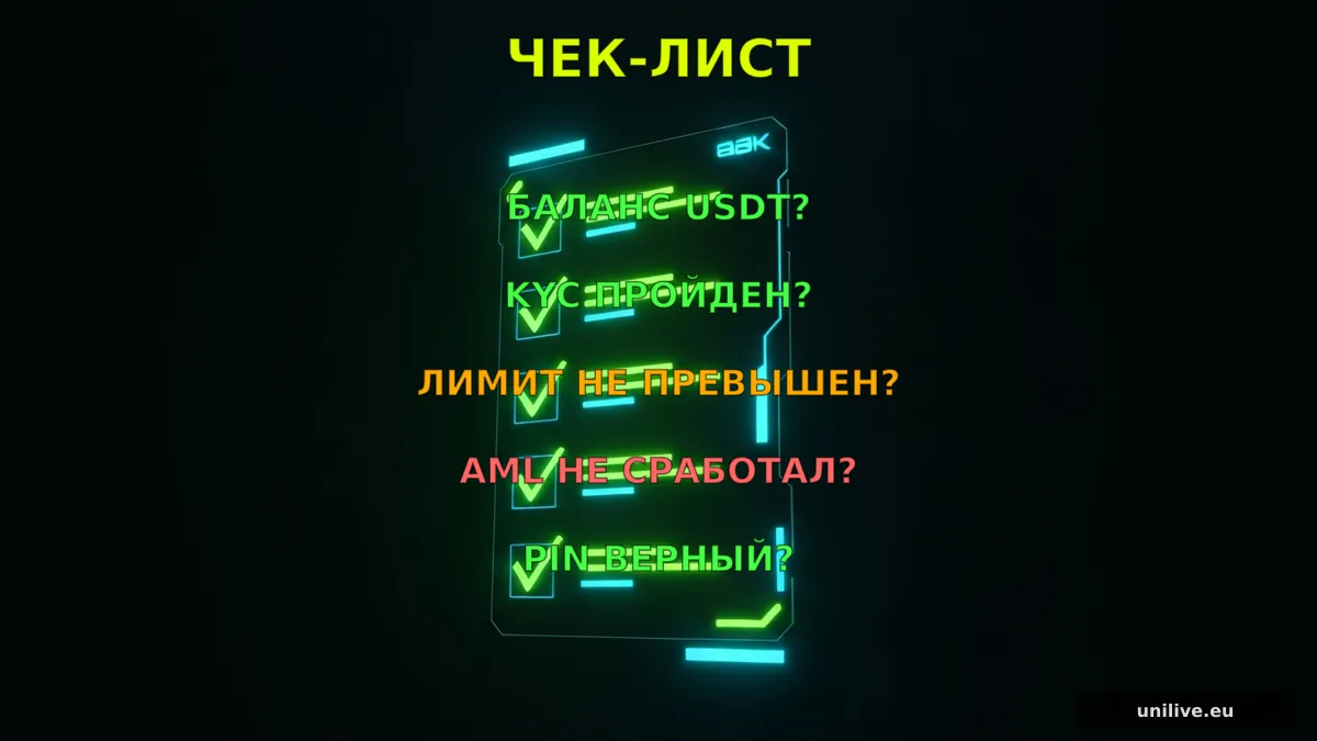Чек-лист диагностики UniCard: проверка баланса, KYC, лимитов