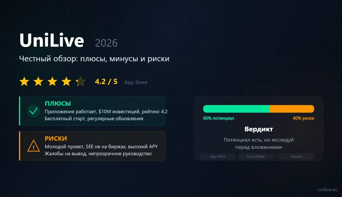 UniLive отзывы 2026: честный обзор, плюсы, минусы и риски