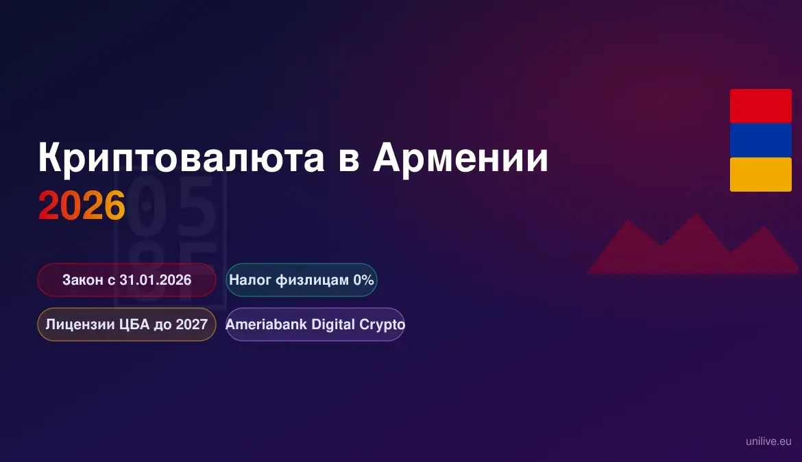 Армения зашла в крипту: закон от 31 января 2026 и год льготной реализации