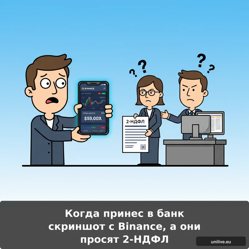 Когда принес в банк скриншот с Binance, а они просят 2-НДФЛ