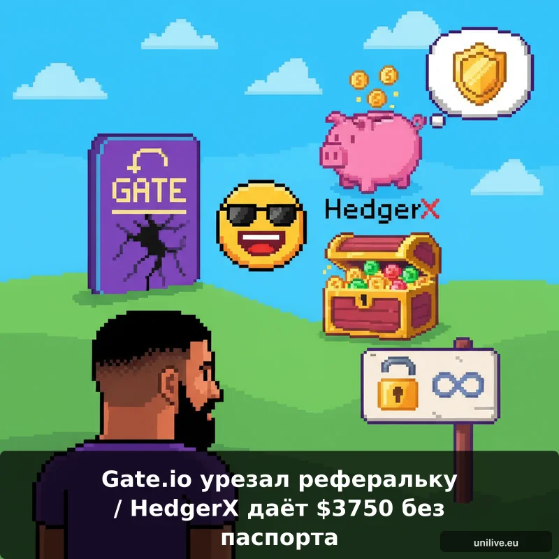 Gate.io урезал реферальку / HedgerX даёт $3750 без паспорта