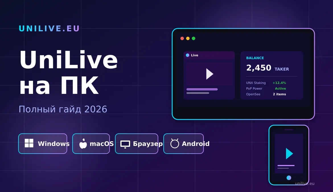Как установить UniLive на ПК в 2026: Windows, Mac и веб-версия