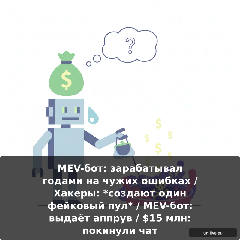 MEV-бот: зарабатывал годами на чужих ошибках / Хакеры: *создают один фейковый пул* / MEV-бот: выдаёт аппрув / $15 млн: п