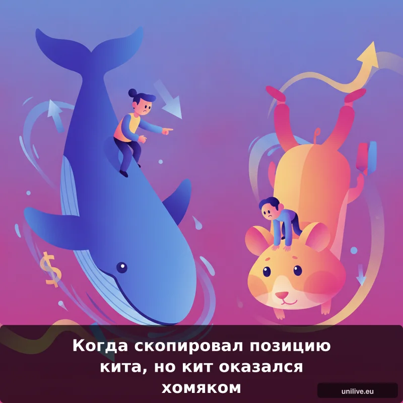 Когда скопировал позицию кита, но кит оказался хомяком